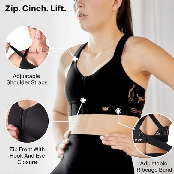 SHEFIT Flex White Zip Adjustable Sports Bra - Picture 4 of 4